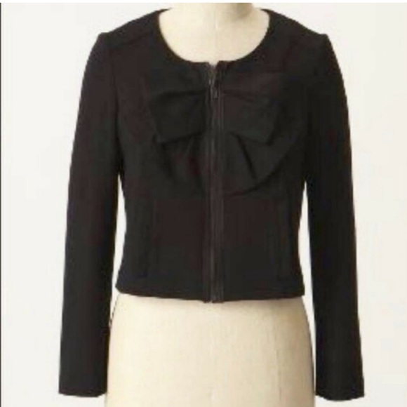Anthropologie Jackets & Blazers - Anthropologie SINE Black Bisected Bow Jacket w/Front Zip & Side pockets Size 4